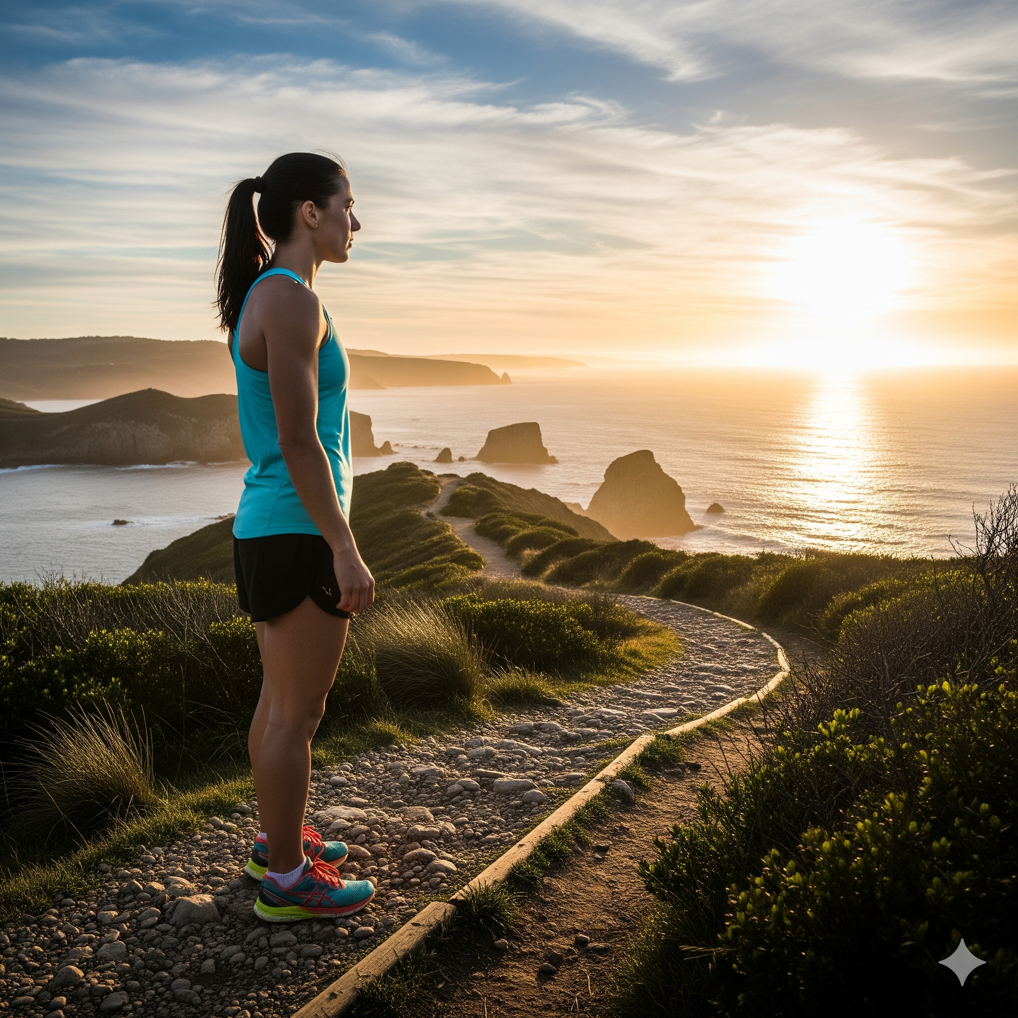 Corredor olhando o horizonte com determinação